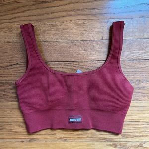 Oh Polly Bo+Tee Red Ribbed Sports Bra Size Small